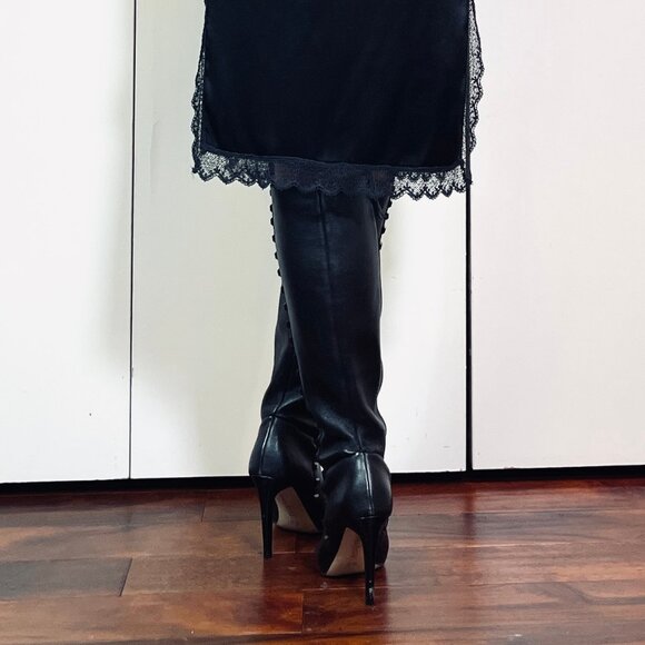 Neiman Marcus studded black leather high bots 6,5 $350
